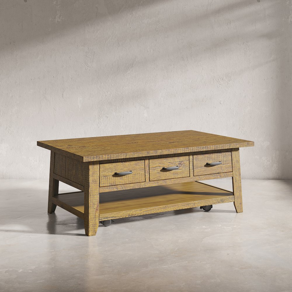 Rustic Farmhouse Solid Wood 50" Coffee Table. Picture 11