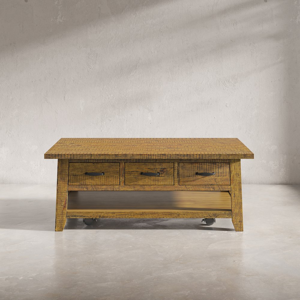 Rustic Farmhouse Solid Wood 50" Coffee Table. Picture 10