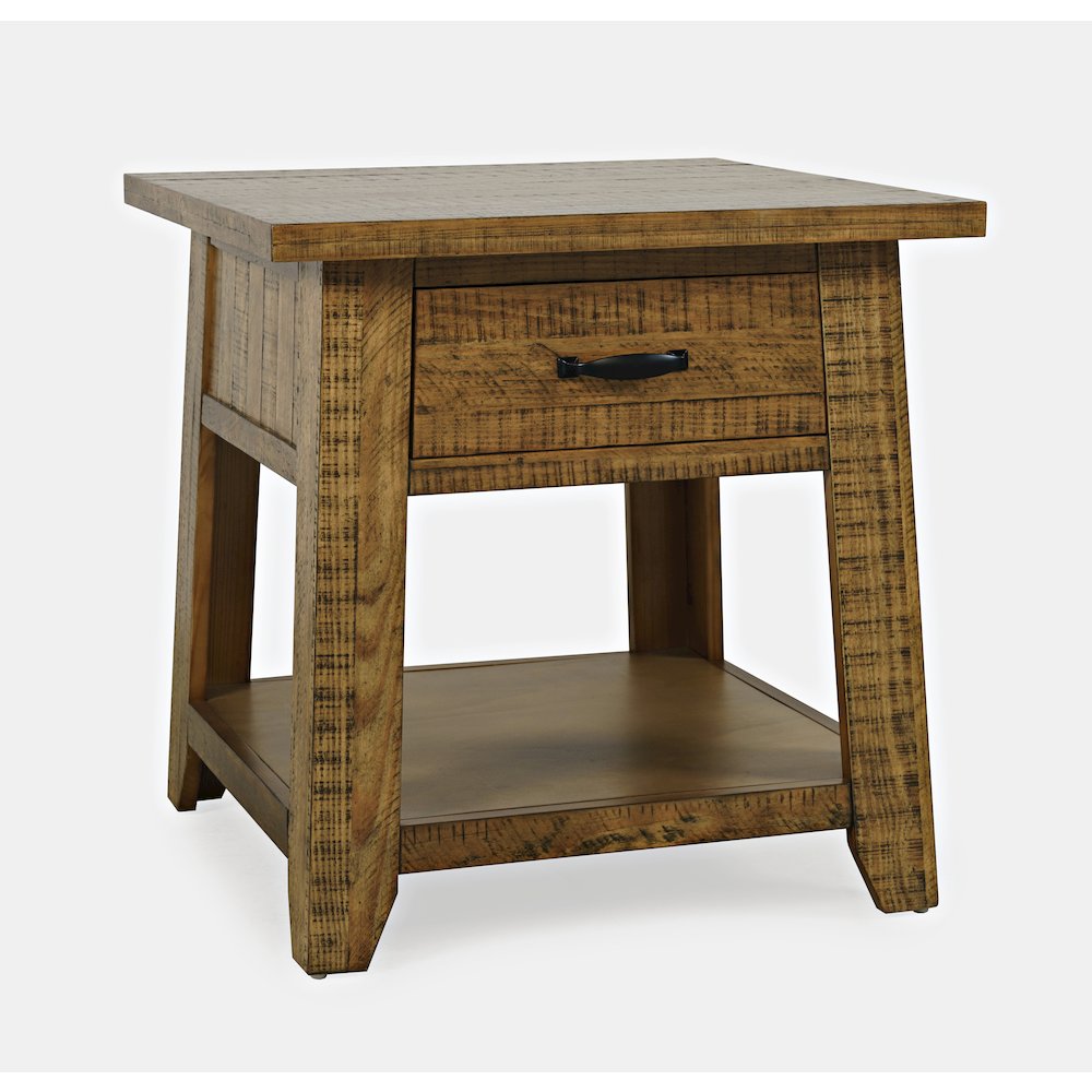 Telluride Rustic Farmhouse Solid Wood End Table with Storage. Picture 2
