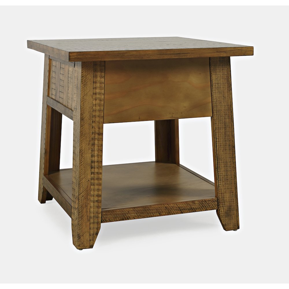 Telluride Rustic Farmhouse Solid Wood End Table with Storage. Picture 7
