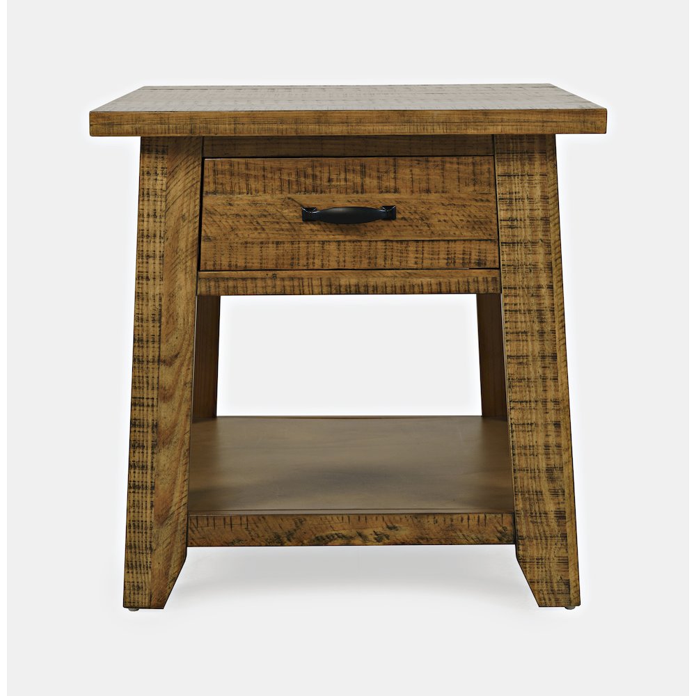 Telluride Rustic Farmhouse Solid Wood End Table with Storage. Picture 1