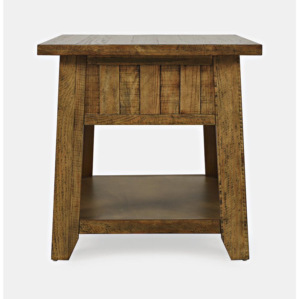 Telluride Rustic Farmhouse Solid Wood End Table with Storage. Picture 5