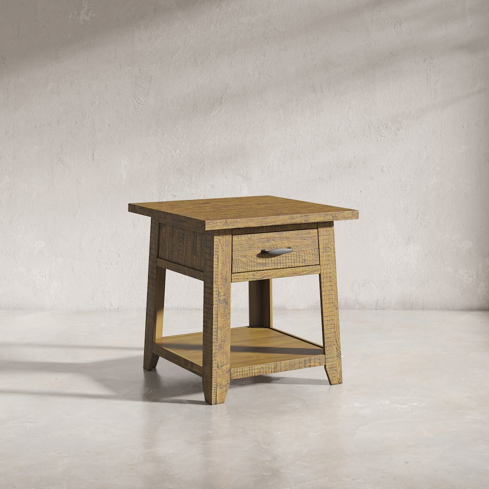 Telluride Rustic Farmhouse Solid Wood End Table with Storage. Picture 11