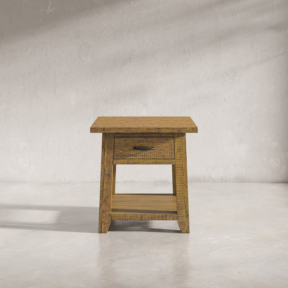 Telluride Rustic Farmhouse Solid Wood End Table with Storage. Picture 10