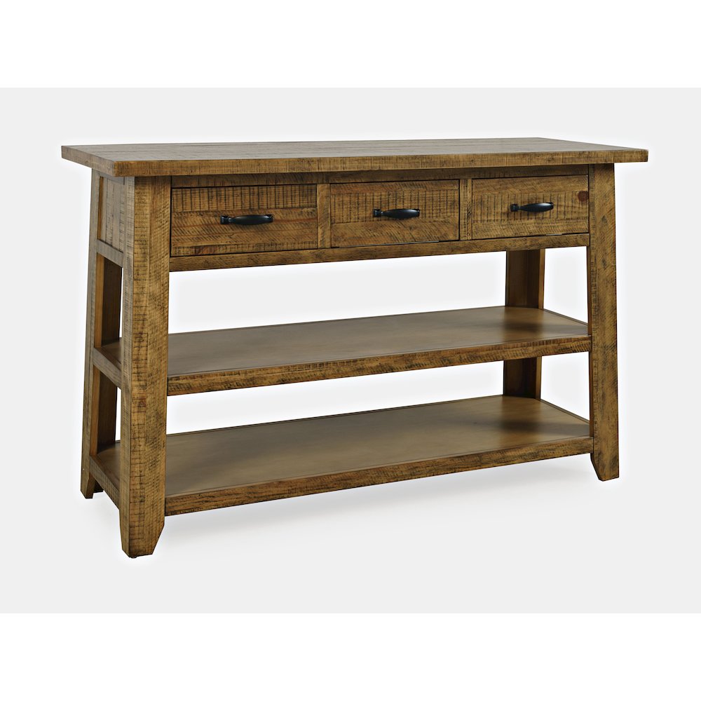 Rustic Farmhouse Solid Wood 50" Sofa Table with Drawers and Two Shelves. Picture 2
