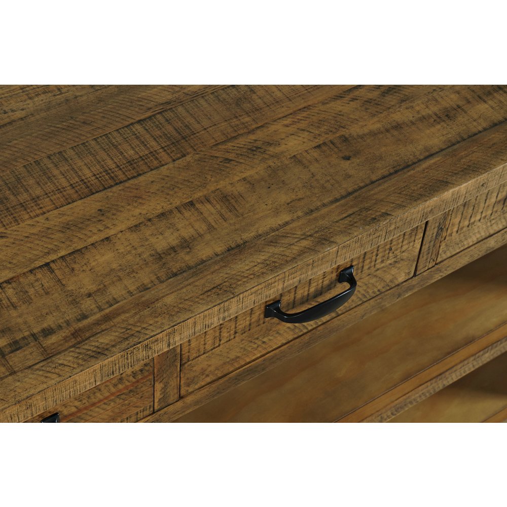 Rustic Farmhouse Solid Wood 50" Sofa Table with Drawers and Two Shelves. Picture 3