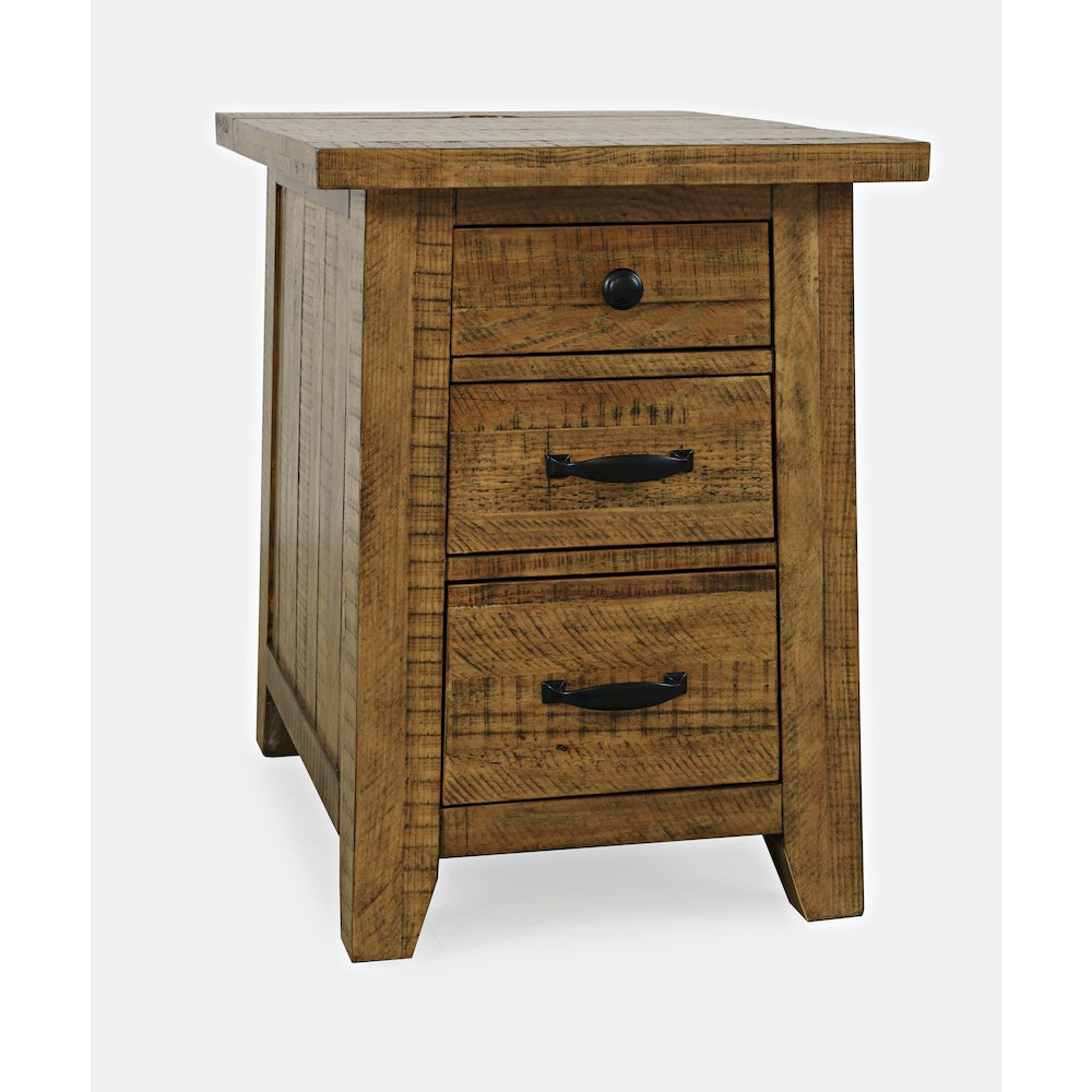 Telluride Rustic Farmhouse Solid Wood USB Charging Chairside End Table. Picture 2