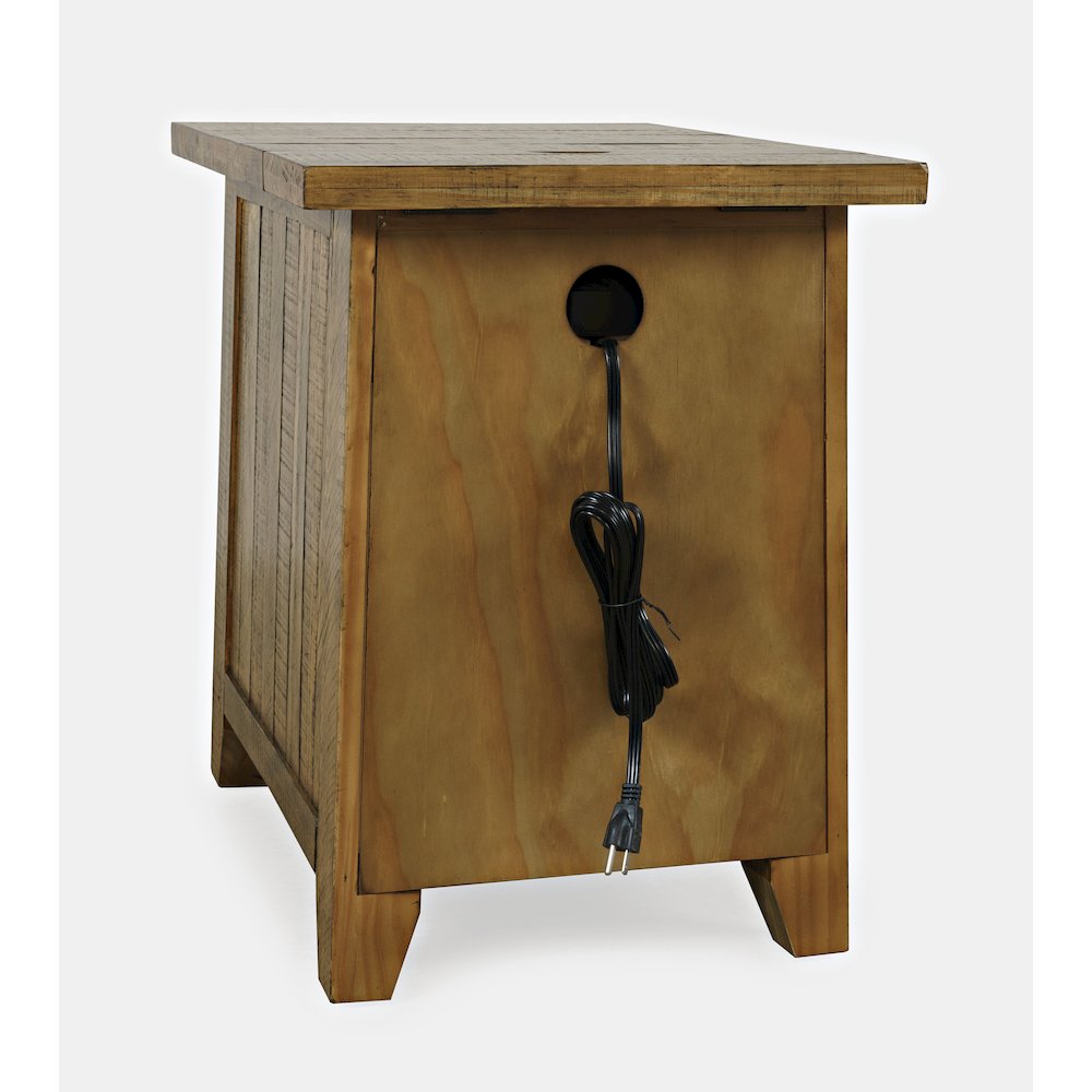 Telluride Rustic Farmhouse Solid Wood USB Charging Chairside End Table. Picture 7