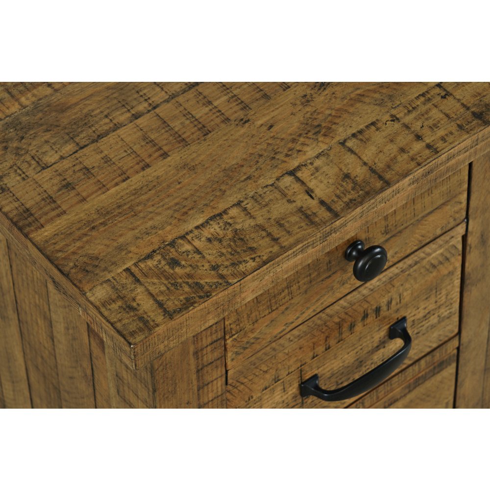 Telluride Rustic Farmhouse Solid Wood USB Charging Chairside End Table. Picture 5