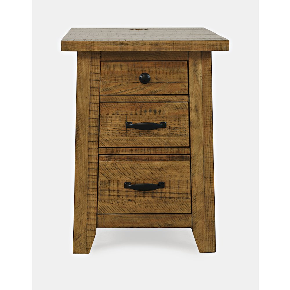 Telluride Rustic Farmhouse Solid Wood USB Charging Chairside End Table. Picture 1