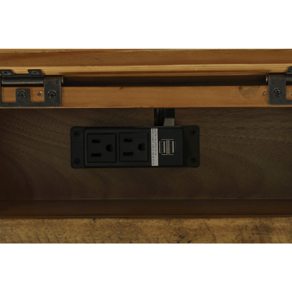 Telluride Rustic Farmhouse Solid Wood USB Charging Chairside End Table. Picture 3