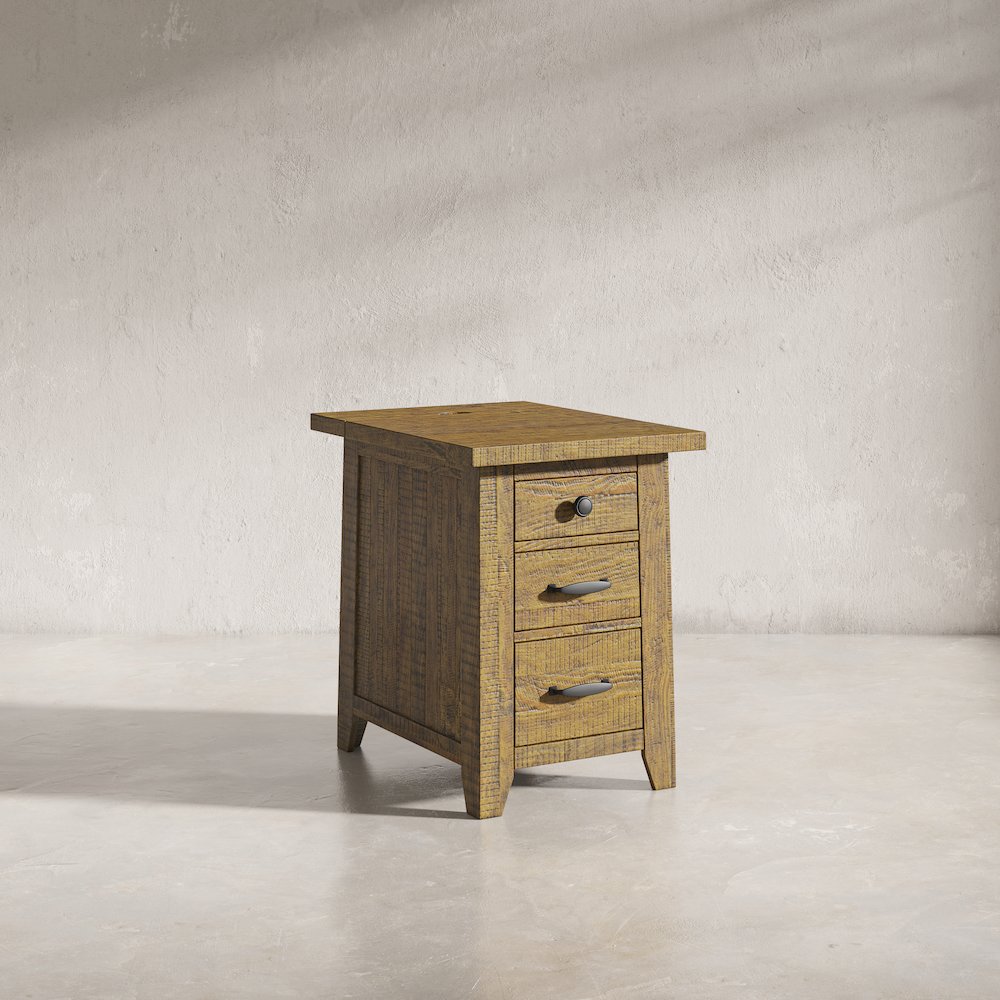 Telluride Rustic Farmhouse Solid Wood USB Charging Chairside End Table. Picture 13
