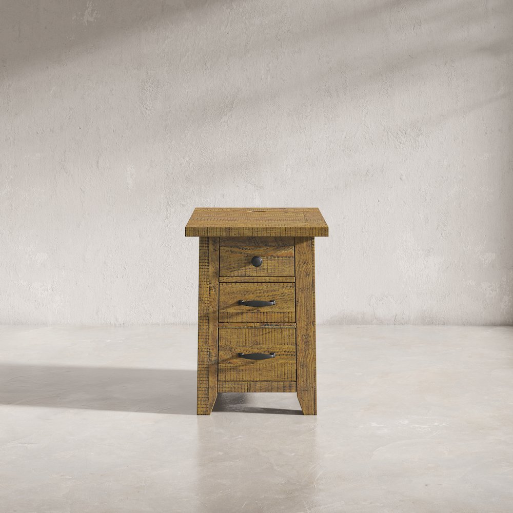 Telluride Rustic Farmhouse Solid Wood USB Charging Chairside End Table. Picture 12