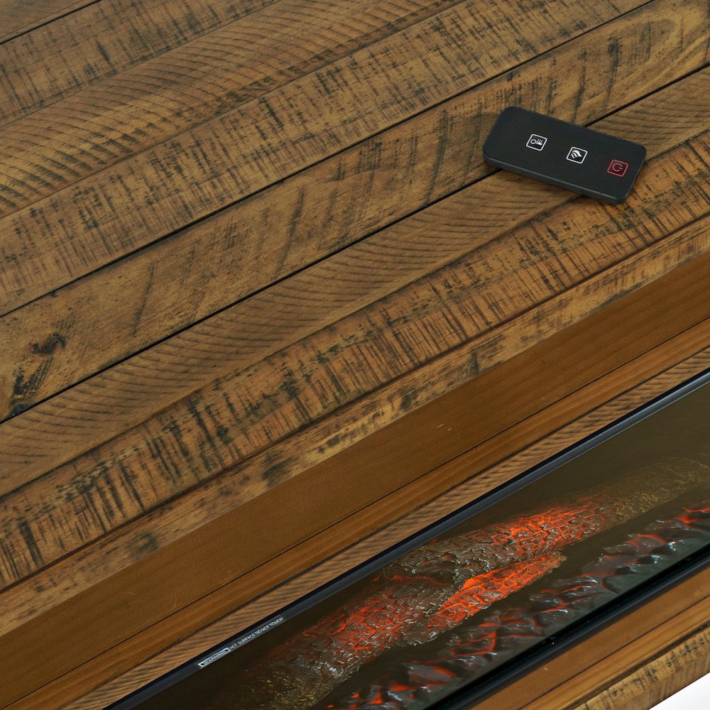 Rustic Farmhouse Solid Wood 60" Storage Console TV Stand with Electric Fireplace. Picture 3