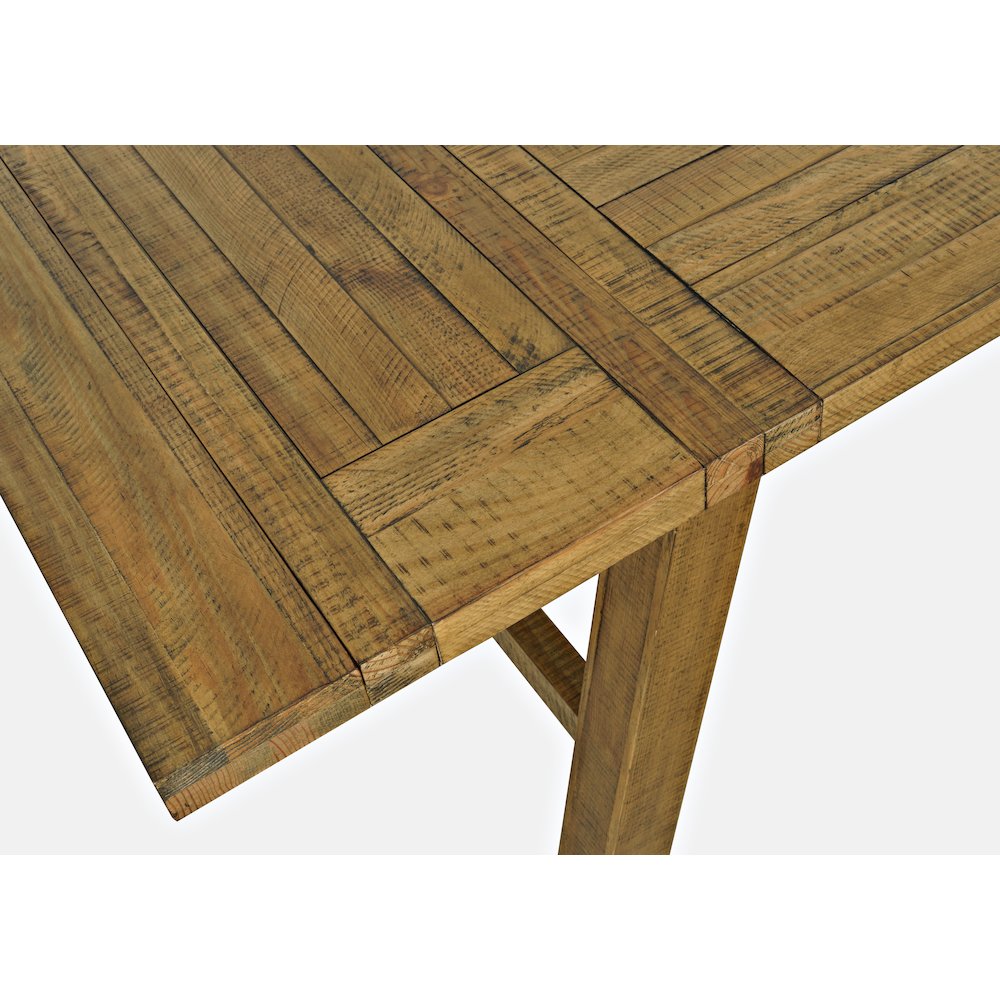 Rustic Farmhouse Solid Wood 127" Trestle Dining Table with Two Extension Leaves. Picture 4