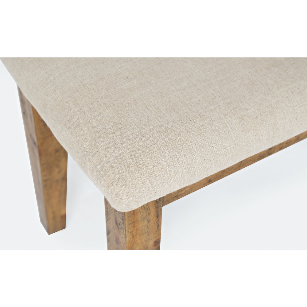 Telluride Rustic Farmhouse Solid Wood 55" Upholstered Dining Bench. Picture 4