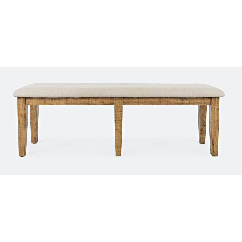 Telluride Rustic Farmhouse Solid Wood 55" Upholstered Dining Bench. Picture 1