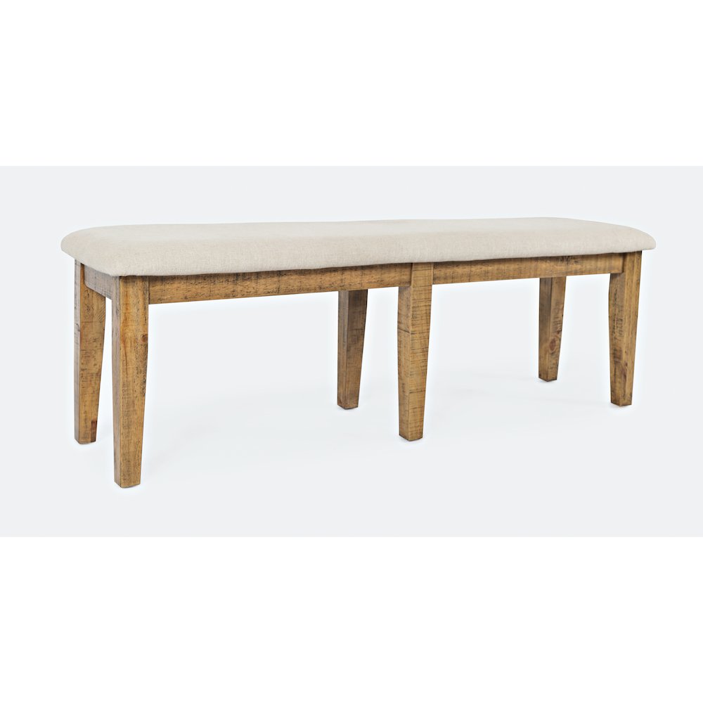 Telluride Rustic Farmhouse Solid Wood 55" Upholstered Dining Bench. Picture 3