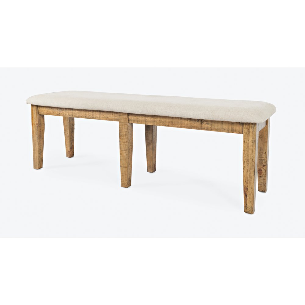 Telluride Rustic Farmhouse Solid Wood 55" Upholstered Dining Bench. Picture 2