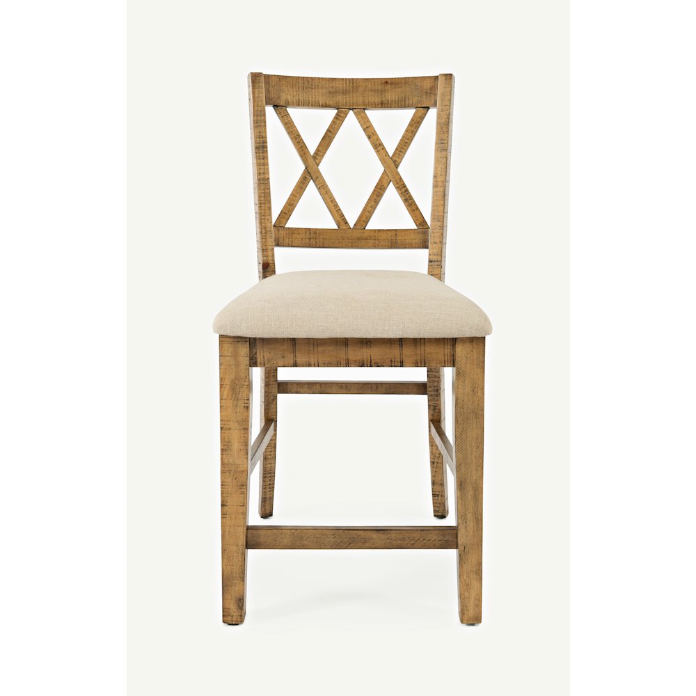 Telluride Rustic Farmhouse Solid Wood Upholstered Counter Stool (Set of 2). Picture 1