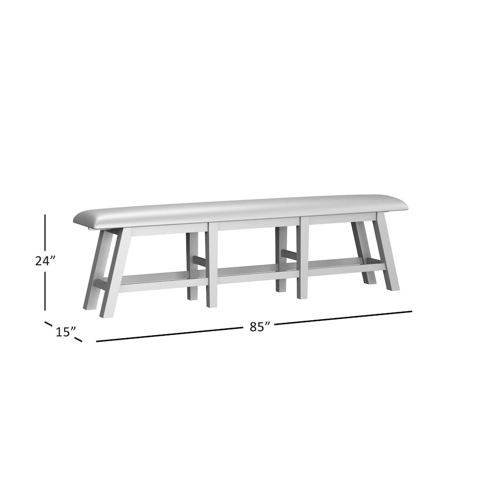 Telluride Rustic Farmhouse Solid Wood Upholstered 85" Counter Height Bench. Picture 6