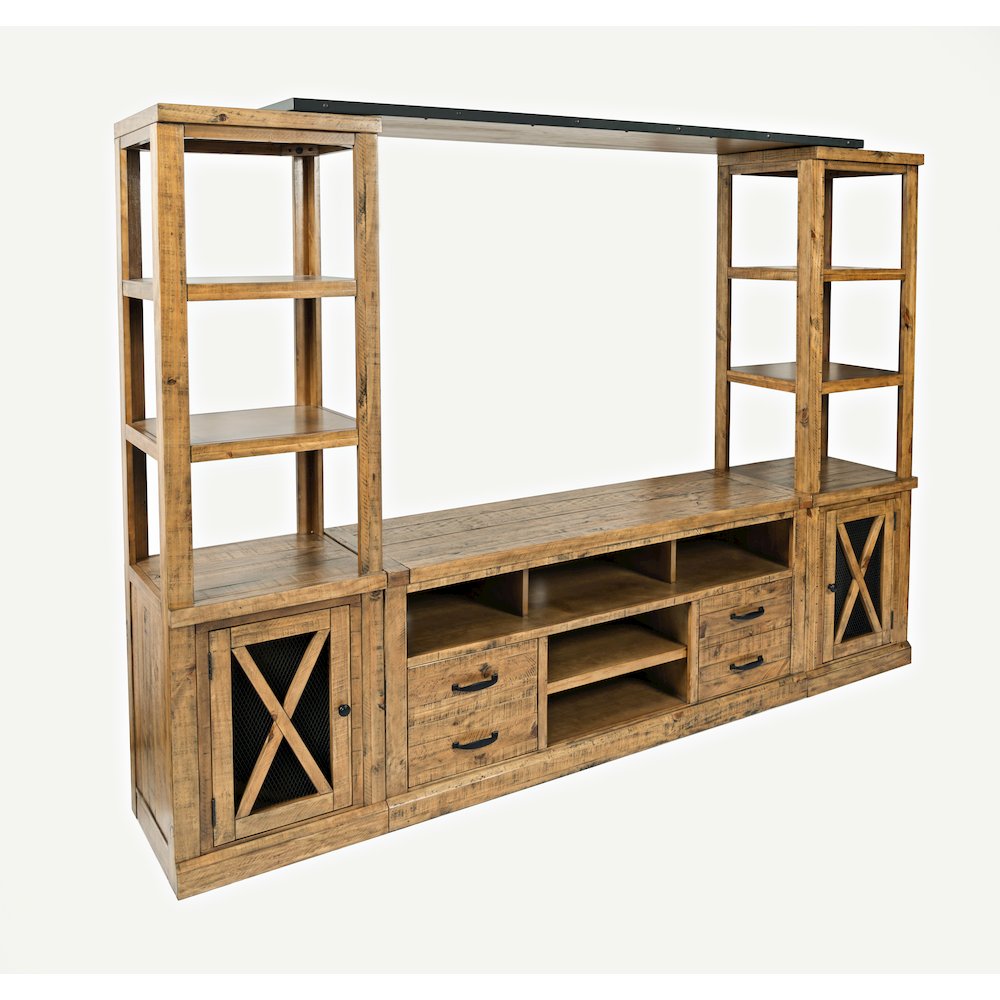 Telluride Rustic Farmhouse Solid Wood Entertainment Center with 60" TV Console. Picture 4