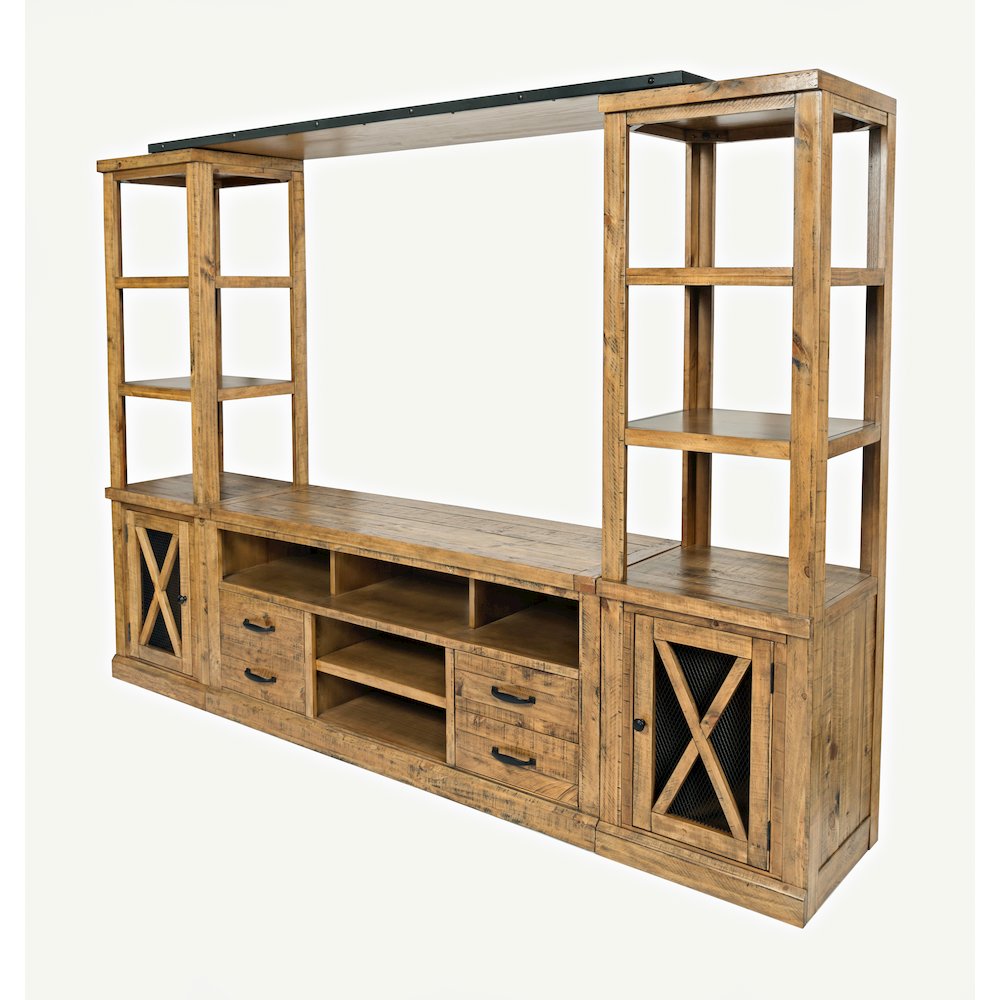 Telluride Rustic Farmhouse Solid Wood Entertainment Center with 60" TV Console. Picture 3
