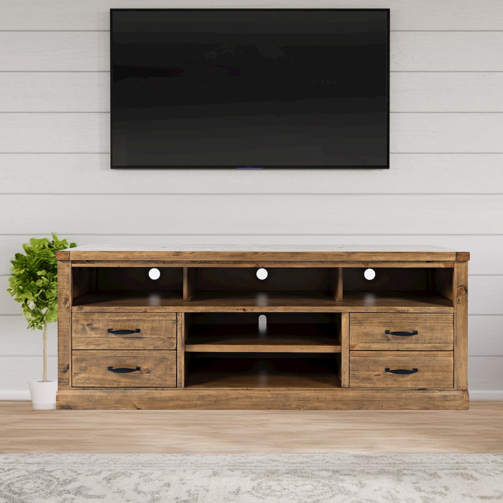 Telluride Rustic Farmhouse Solid Wood 70'' TV Console Stand. Picture 2