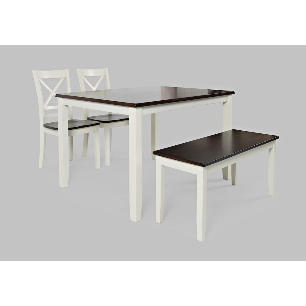 Asbury Park Solid Wood Farmhouse Four Piece Dining Set with Bench. Picture 1