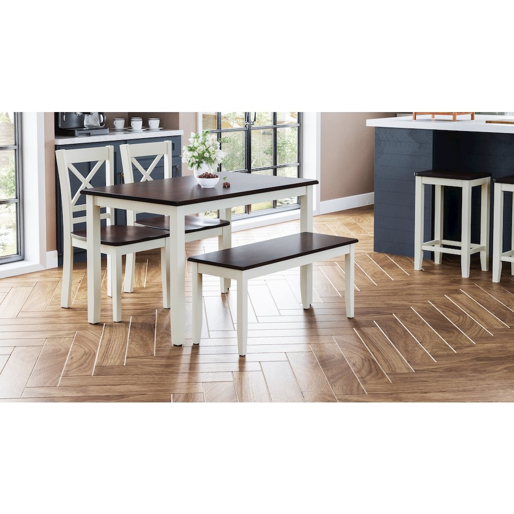 Asbury Park Solid Wood Farmhouse Four Piece Dining Set with Bench. Picture 11