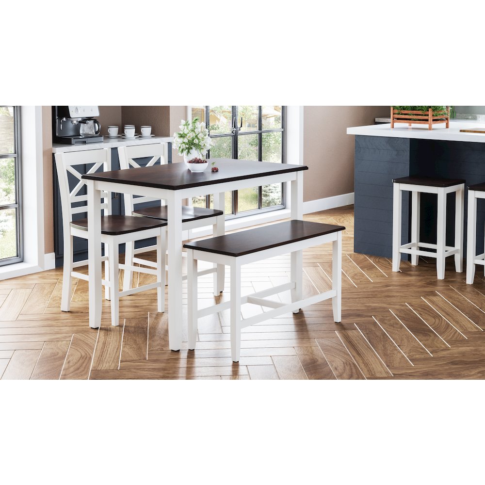 Asbury Park Solid Wood Farmhouse Four Piece Counter Height Dining Set with Bench. Picture 11