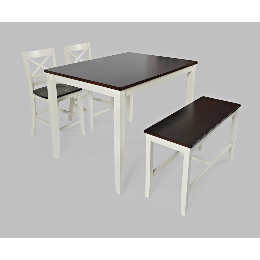 Asbury Park Solid Wood Farmhouse Four Piece Counter Height Dining Set with Bench. Picture 2