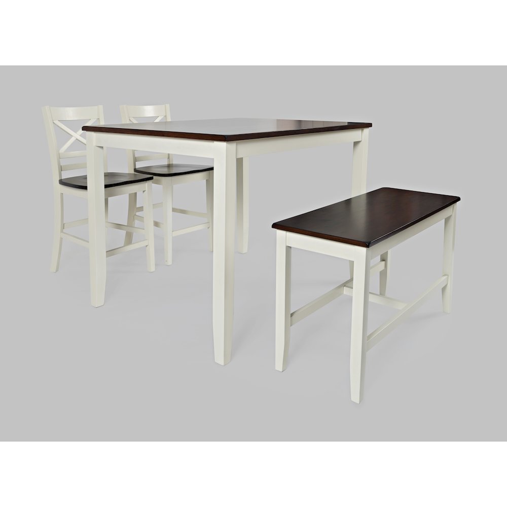 Asbury Park Solid Wood Farmhouse Four Piece Counter Height Dining Set with Bench. Picture 1