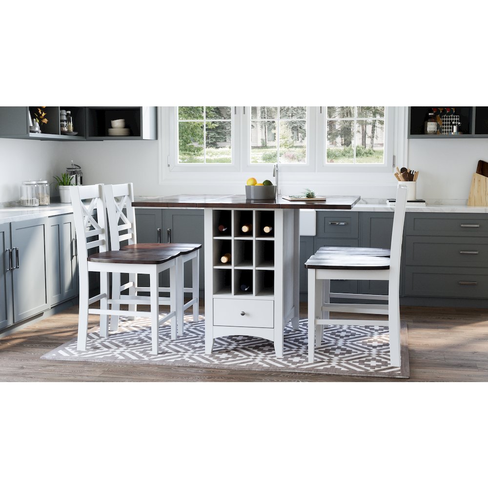 Asbury Park Solid Acacia Farmhouse X Back Stool (Set of 2). Picture 2