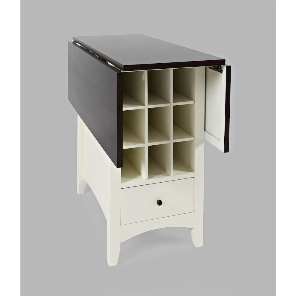 Solid Wood Farmhouse Storage Counter Drop Leaf Dining Table with Wine Rack. Picture 5