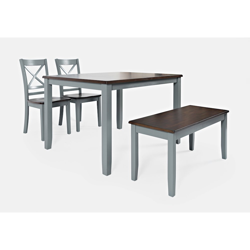 Asbury Park Solid Wood Farmhouse Four Piece Dining Set with Bench. Picture 1