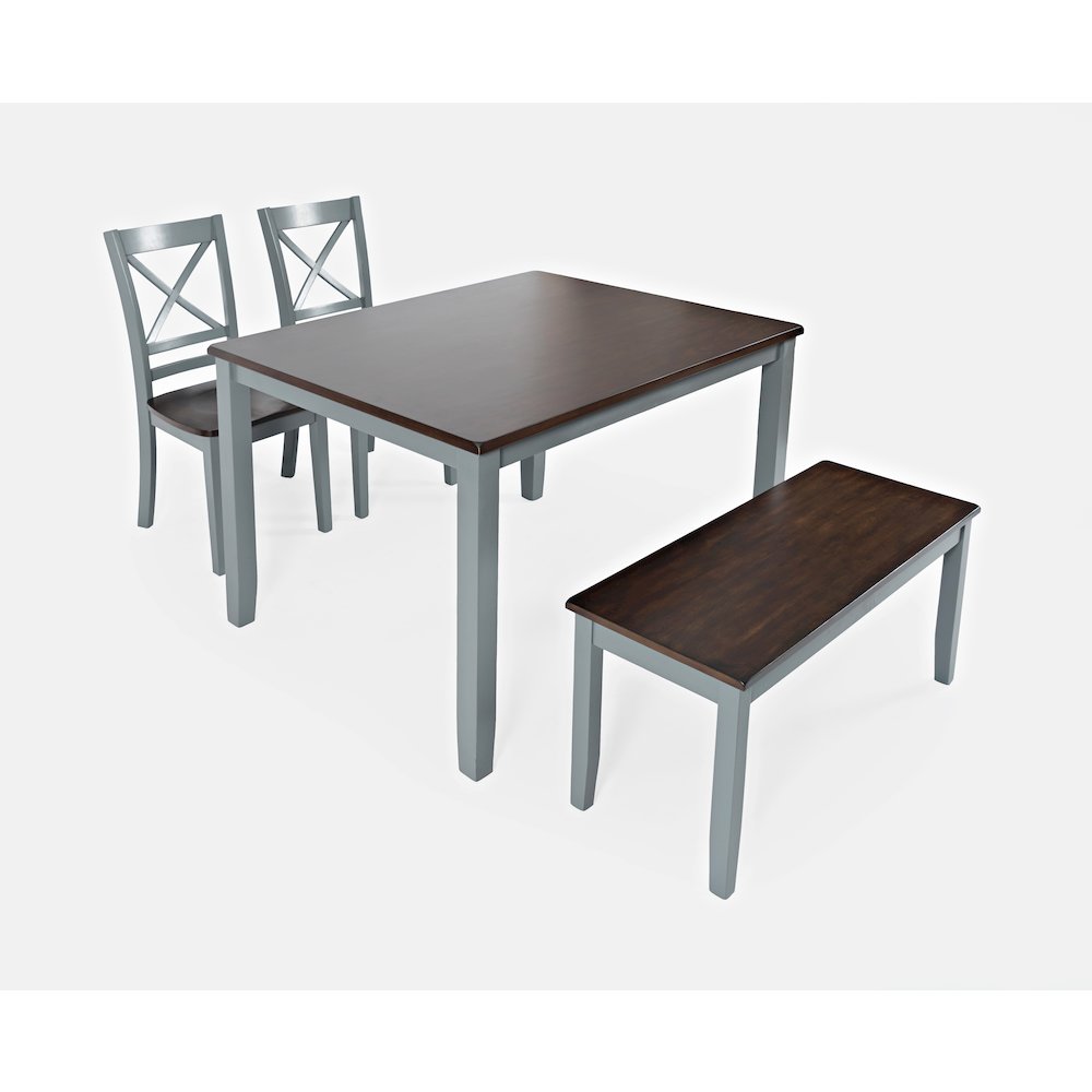 Asbury Park Solid Wood Farmhouse Four Piece Dining Set with Bench. Picture 2