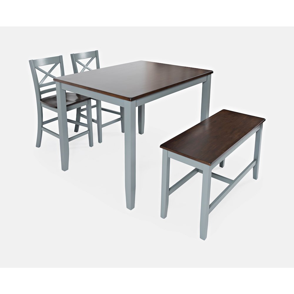 Asbury Park Solid Wood Farmhouse Four Piece Counter Height Dining Set with Bench. Picture 2