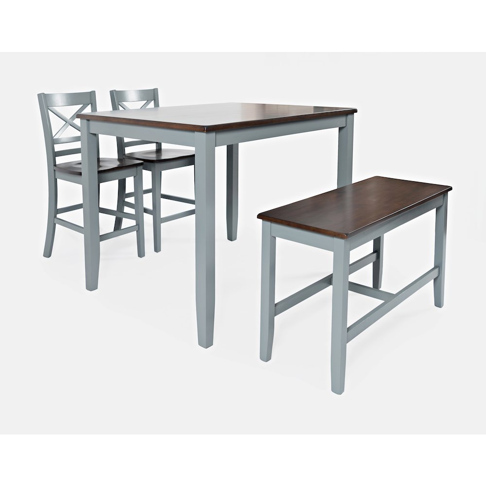Asbury Park Solid Wood Farmhouse Four Piece Counter Height Dining Set with Bench. Picture 1