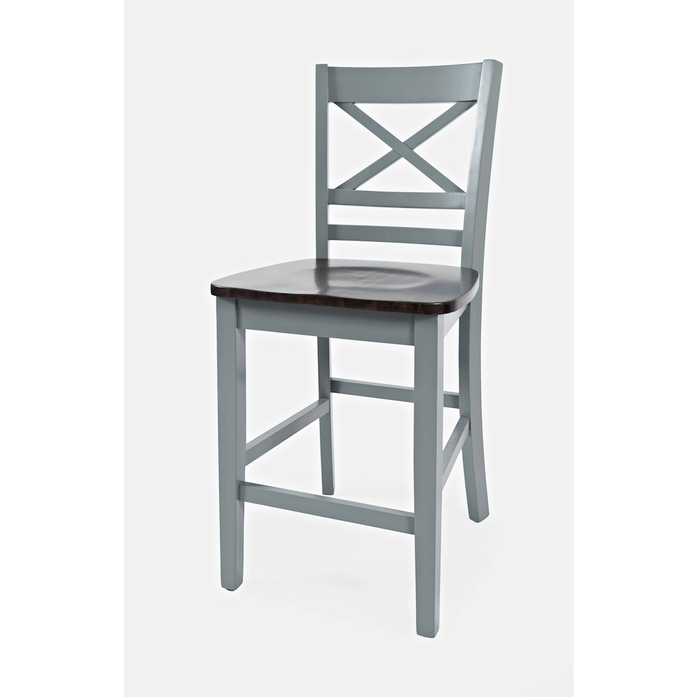Asbury Park Solid Acacia Farmhouse X Back Stool (Set of 2). Picture 3