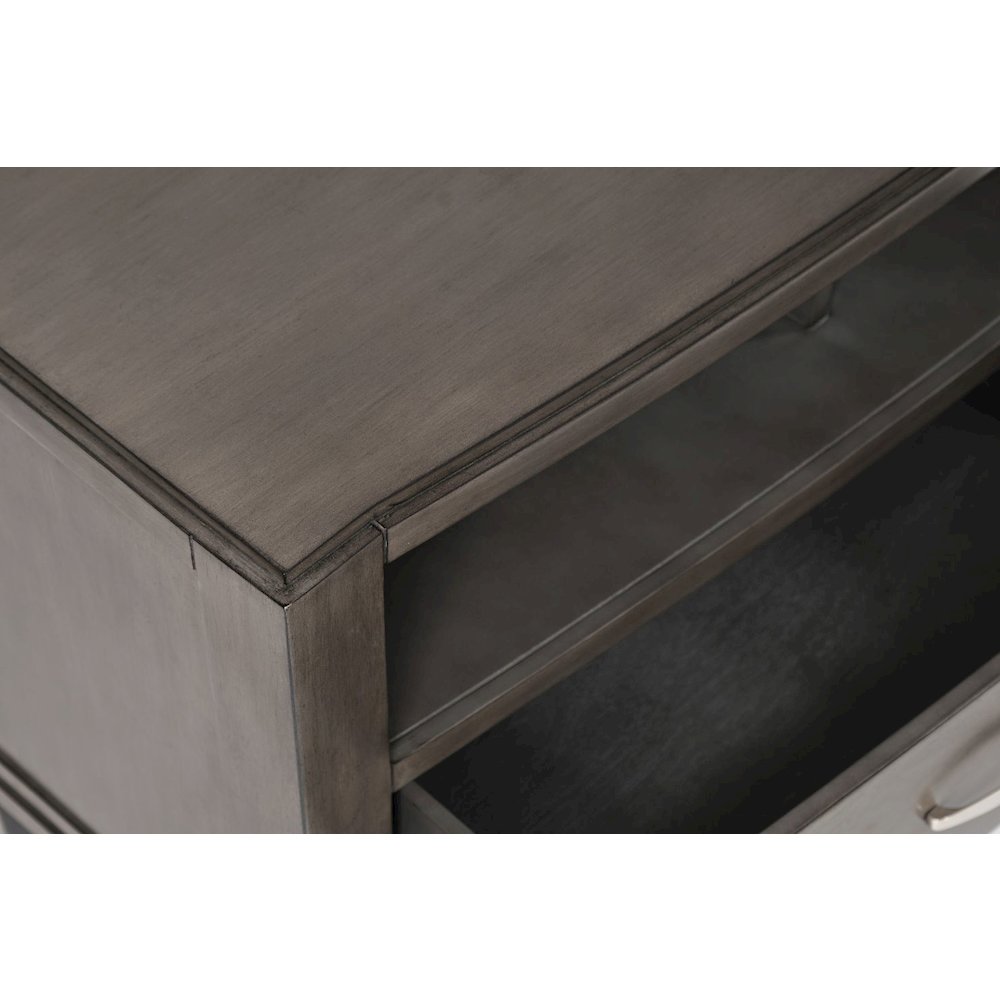 Coastal Contemporary Entertainment Center with 70" TV Console and LED Lights. Picture 4