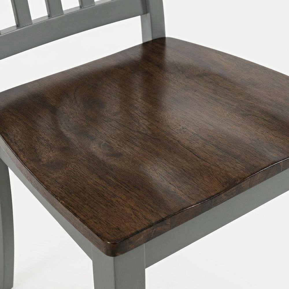 Farmhouse Acacia Wood Dining Chair, Autumn Brown/Grey, Set of 2. Picture 7