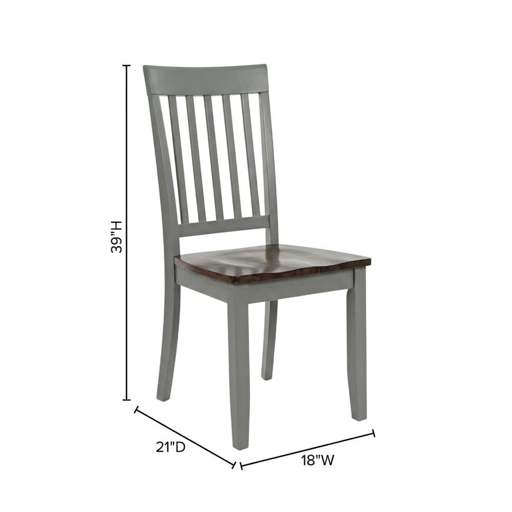 Farmhouse Acacia Wood Dining Chair, Autumn Brown/Grey, Set of 2. Picture 6