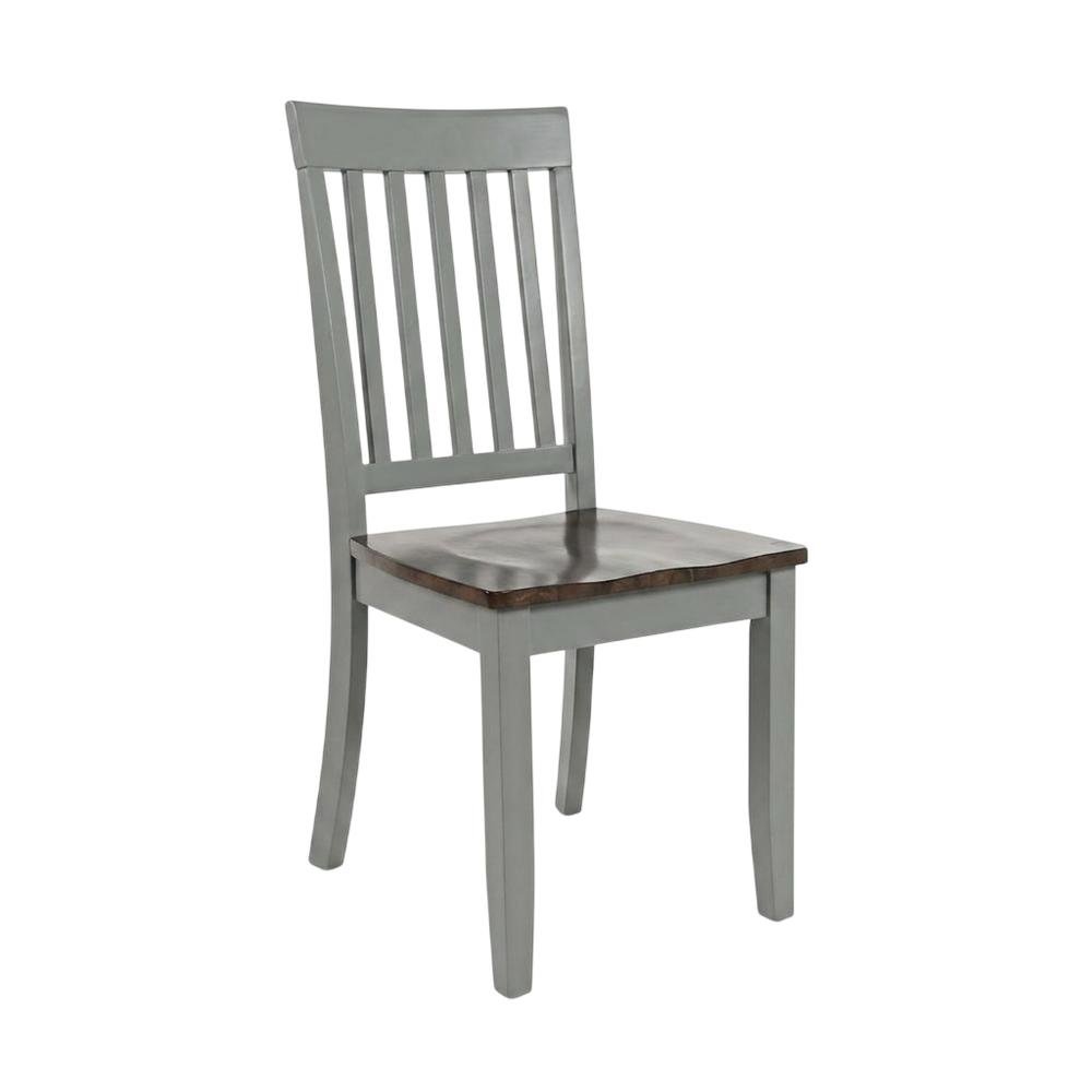 Farmhouse Acacia Wood Dining Chair, Autumn Brown/Grey, Set of 2. Picture 5