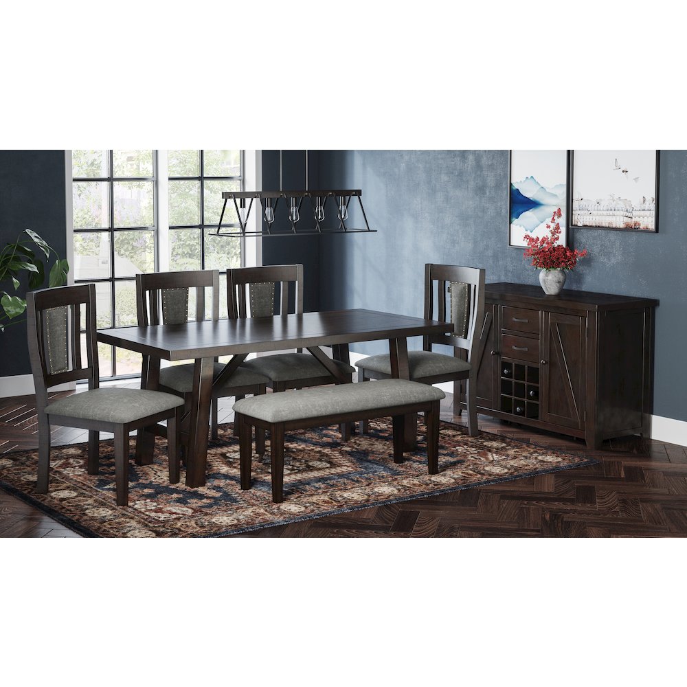 American Rustics 72" Distressed Solid Wood Trestle Dining Table. Picture 2