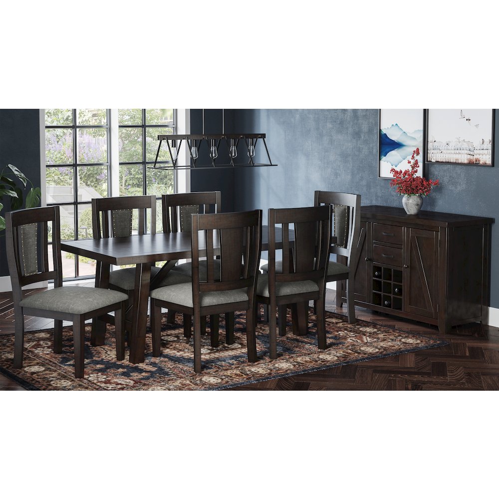 American Rustics Upholstered Slatback Dining Chair with Nailhead Trim (Set of 2). Picture 2