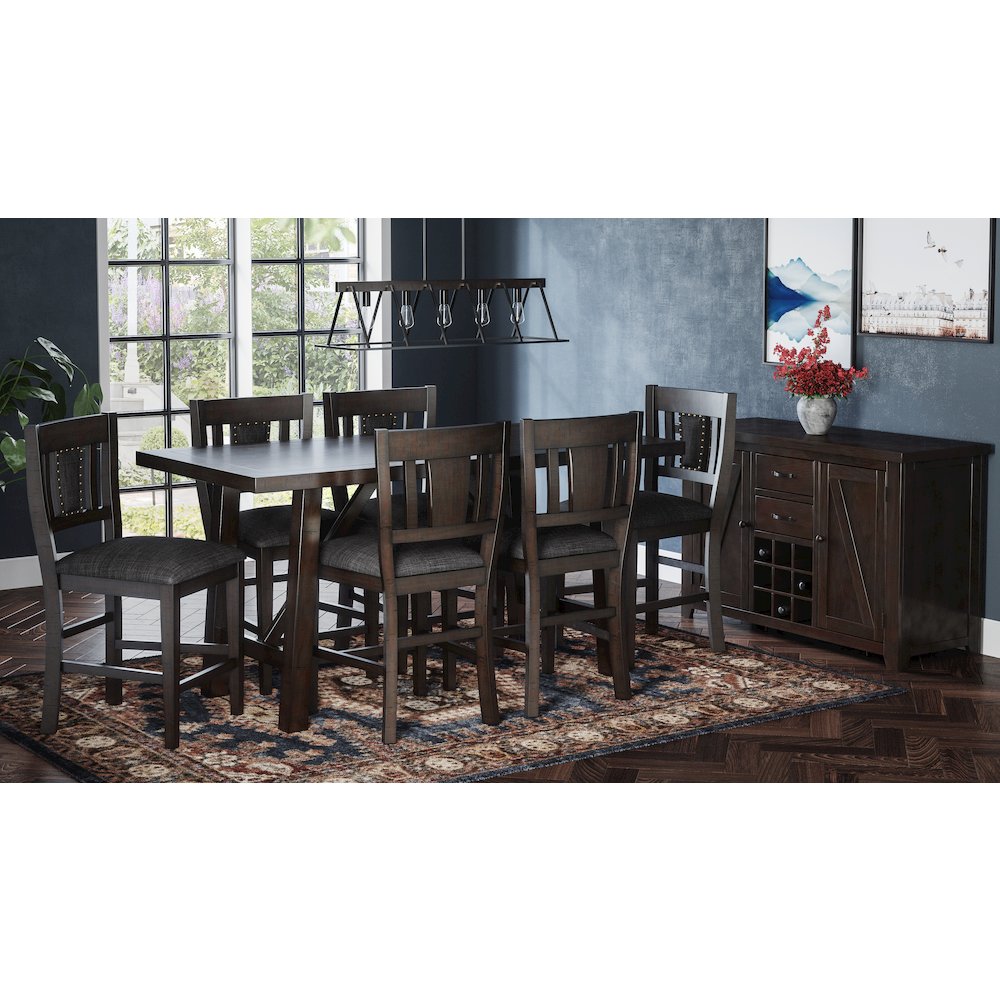 Upholstered Slatback Counter Height Stool with Nailhead Trim (Set of 2). Picture 8