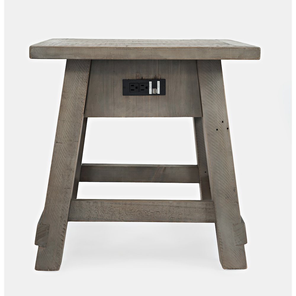 Outer Banks Reclaimed Pine USB Charging End Table - Driftwood. Picture 6