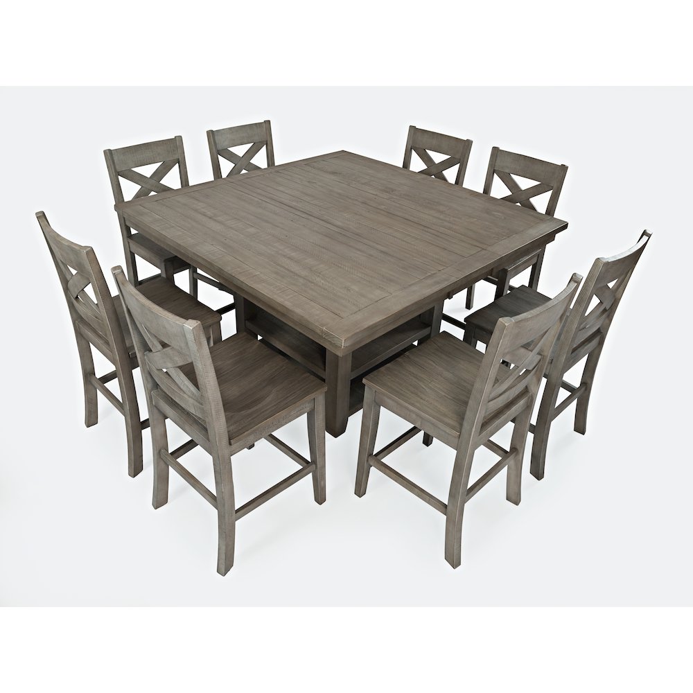 Reclaimed Solid Wood 60" Nine-Piece Counter Height Farmhouse Dining Set. Picture 2
