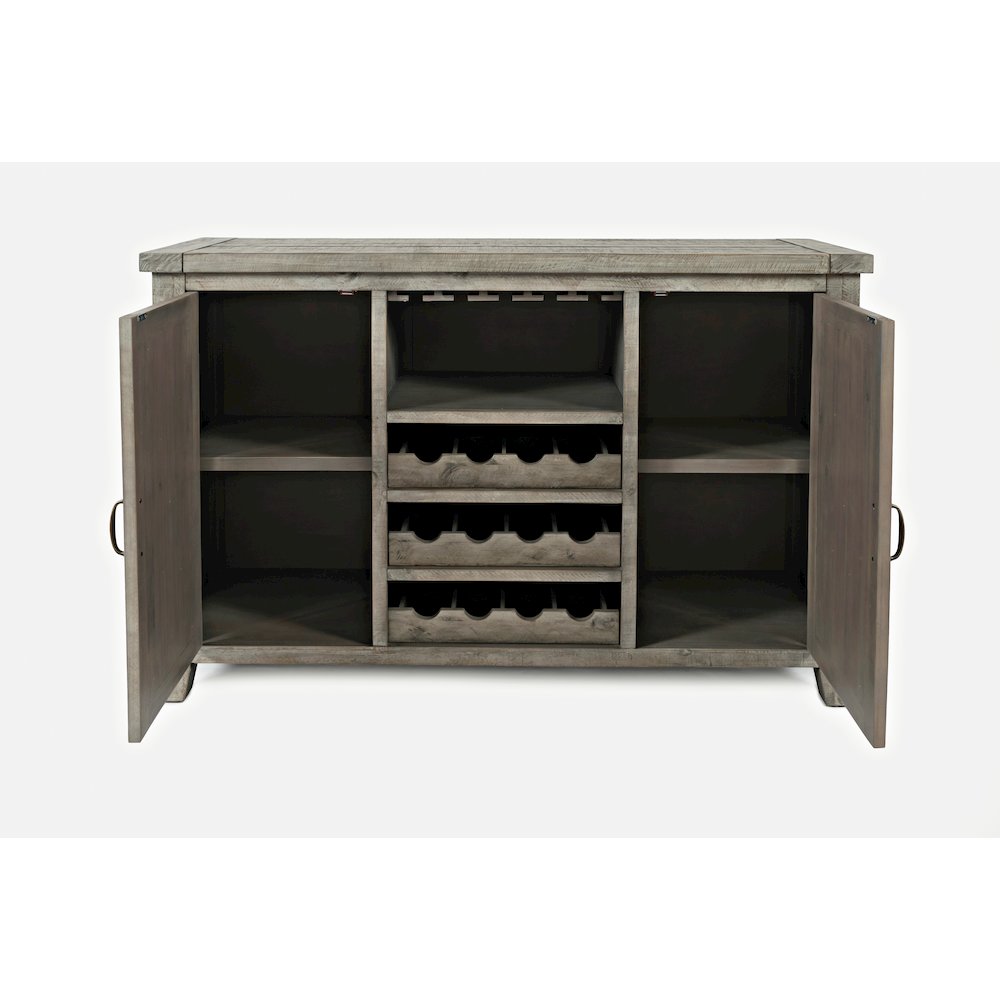 Reclaimed Solid Wood Buffet Server with Wine Bottle and Glass Storage. Picture 5